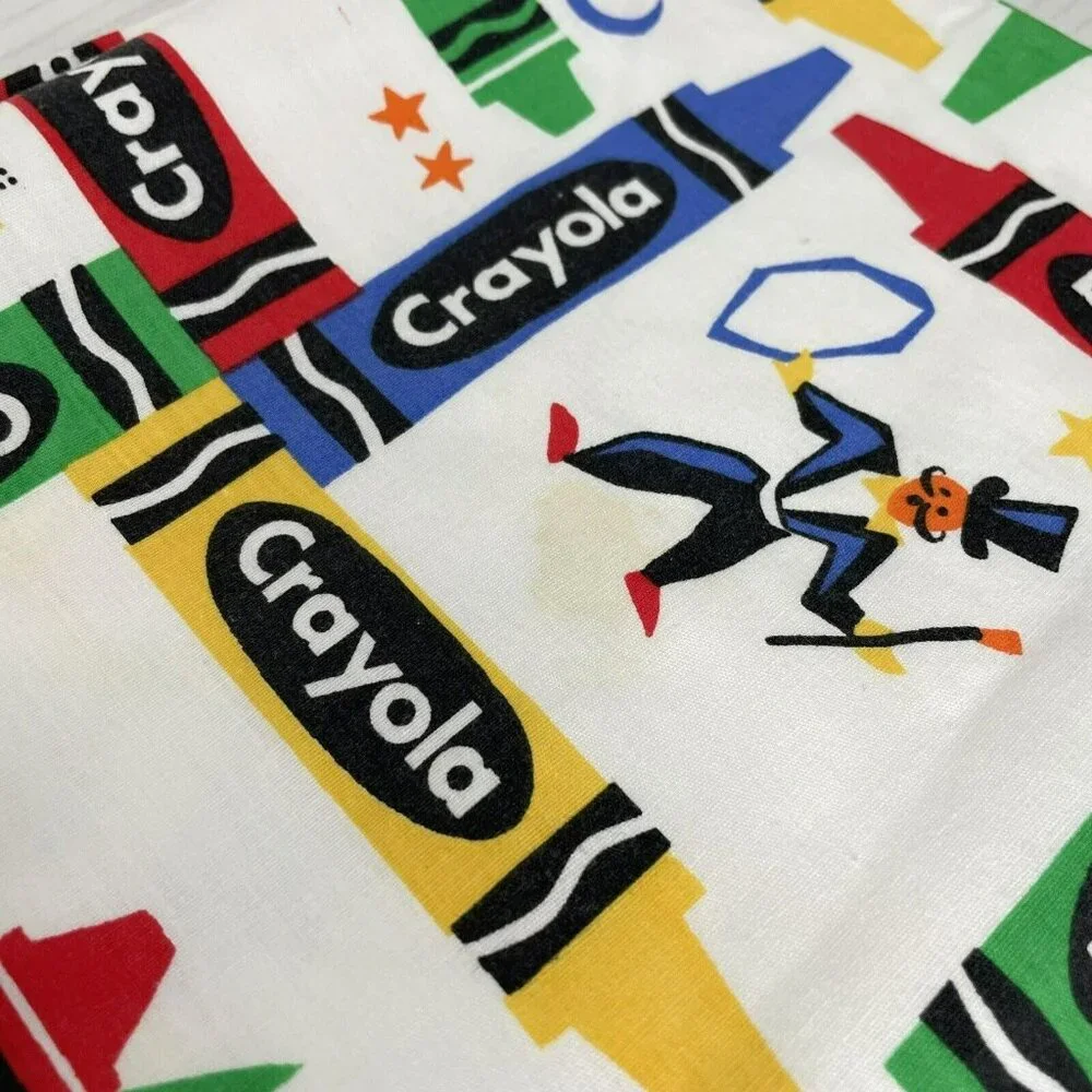 Vintage Handmade Crayola Crayons Blanket Bed Throw Primary Colorful 54" x 44" - Picture 4 of 11